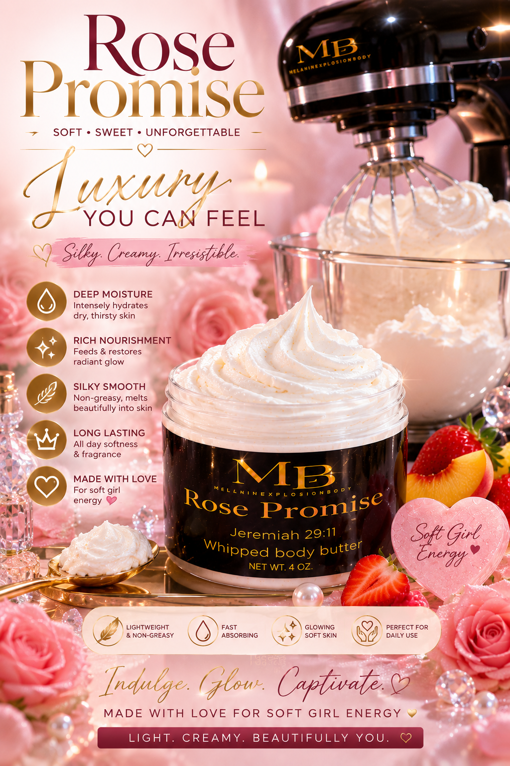 ROSE PROMISE WHIPPED BODY BUTTER - 4oz