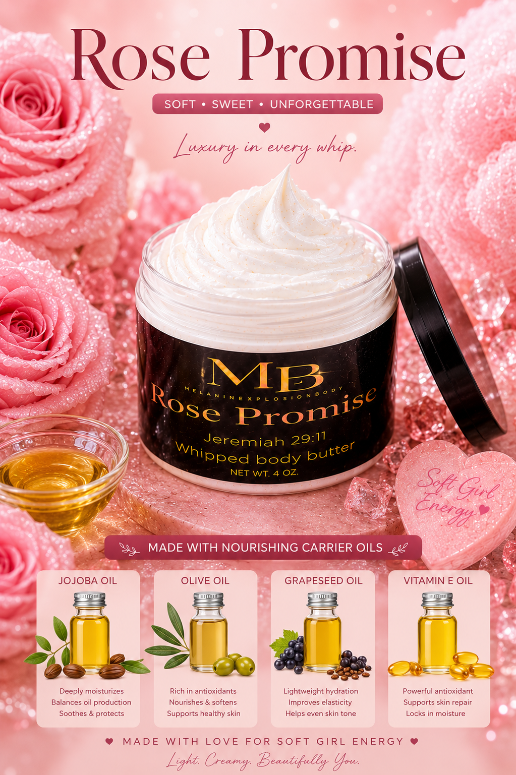 ROSE PROMISE WHIPPED BODY BUTTER - 4oz