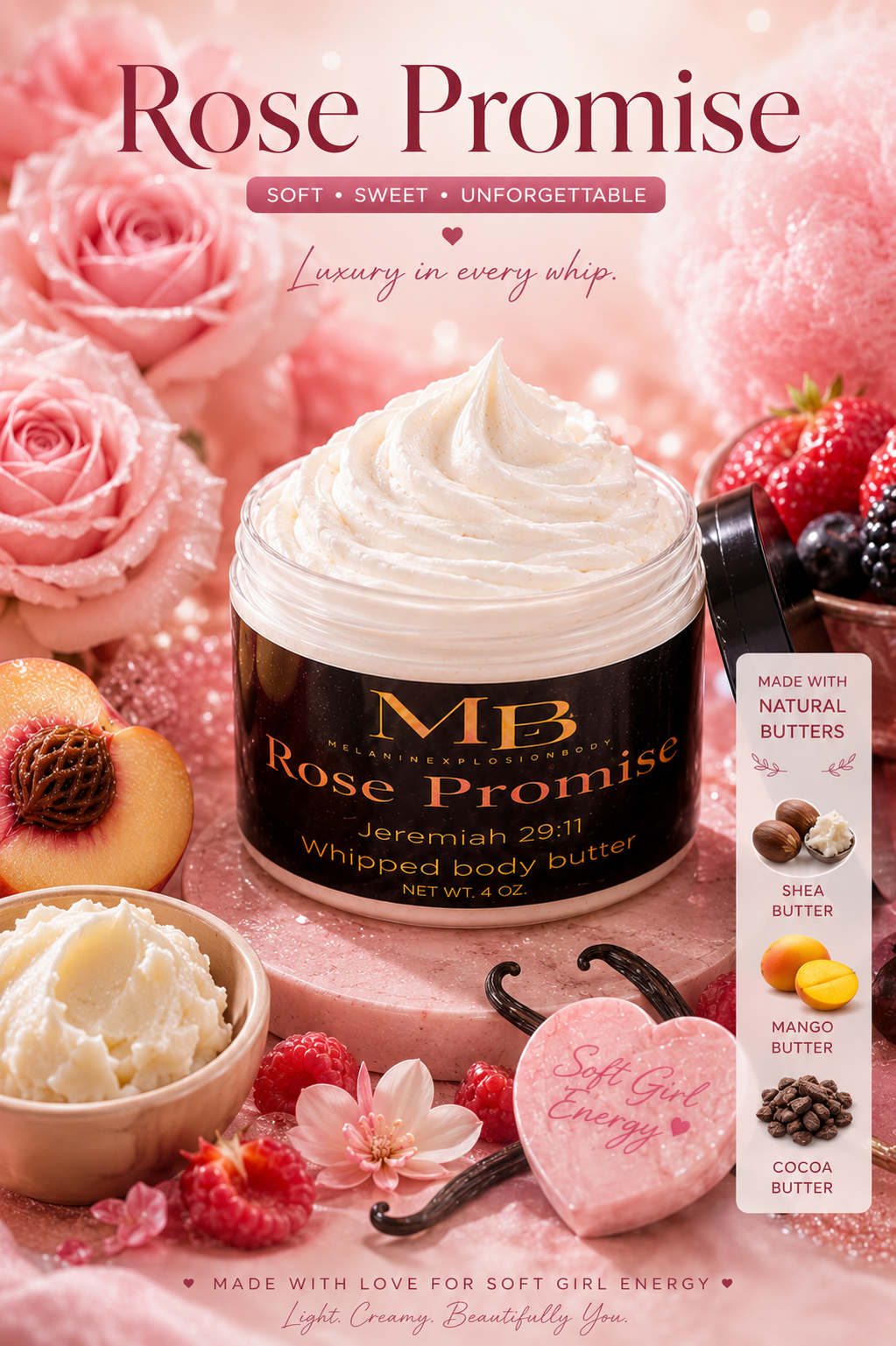 ROSE PROMISE WHIPPED BODY BUTTER - 4oz