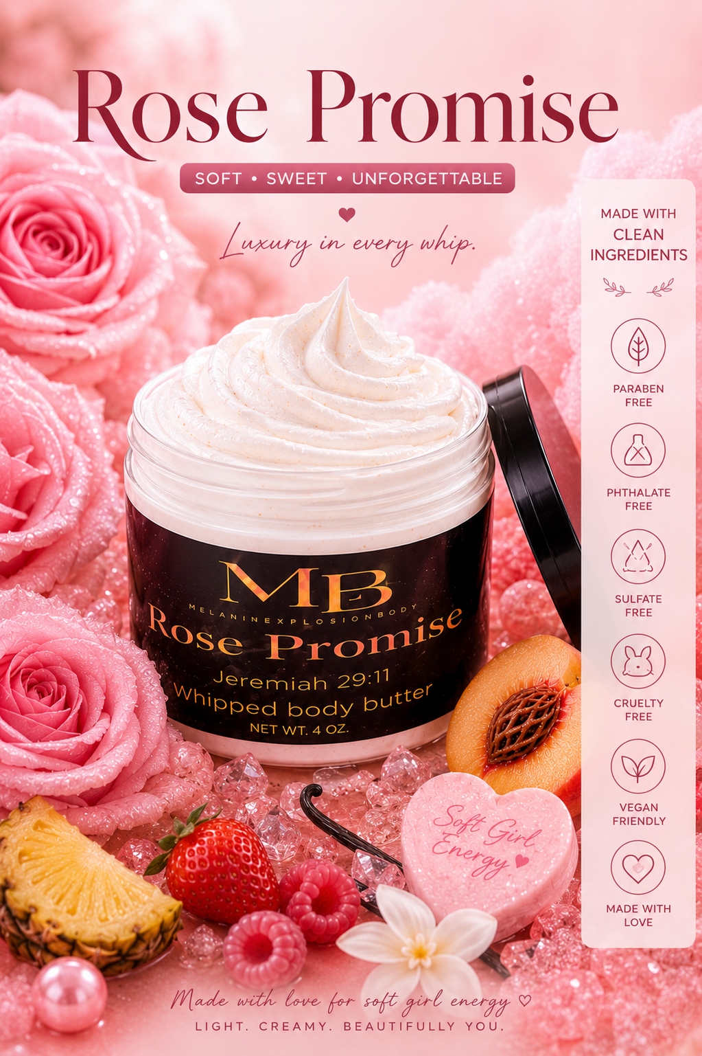 ROSE PROMISE WHIPPED BODY BUTTER - 4oz