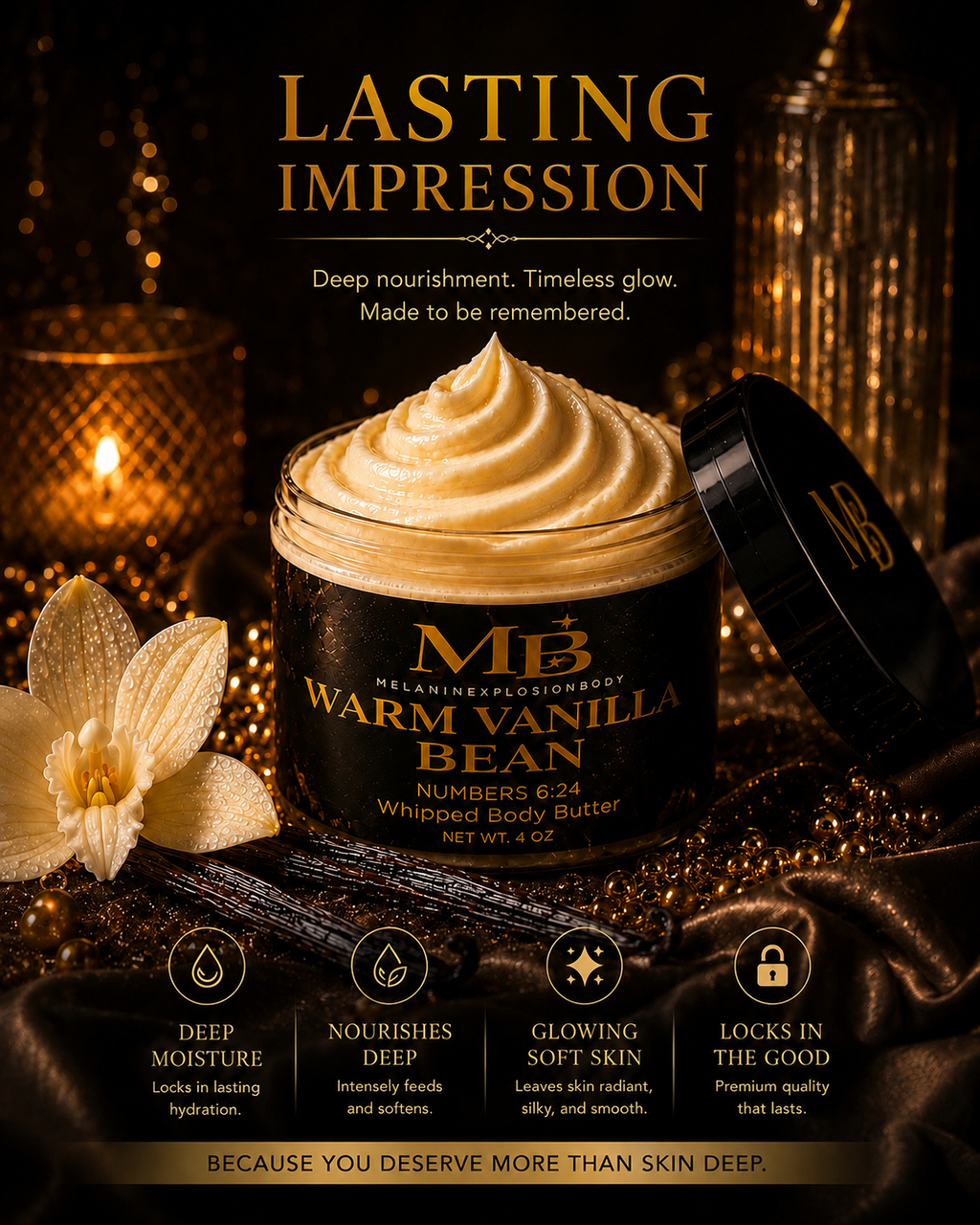 WARM VANILLA BEAN WHIPPED BODY BUTTER - 4 oz